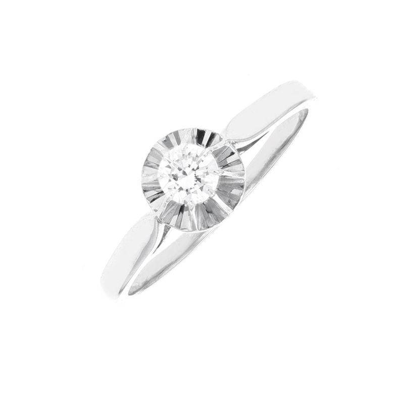 Solitaire vintage diamant 0.25 carat or blanc 2.29g Comme neuf -  reconditionné disponible sur Gemme Les Bijoux